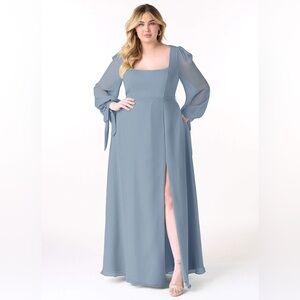 Azazei - New with tags, dusty blue, maxi bridesmaid dress. Dusty blue. Plus size